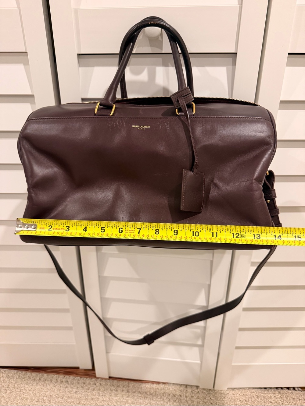 Saint Laurent Chocolate Brown Leather Crossbody Satchel with Gold Hardware - Picture 3 of 6